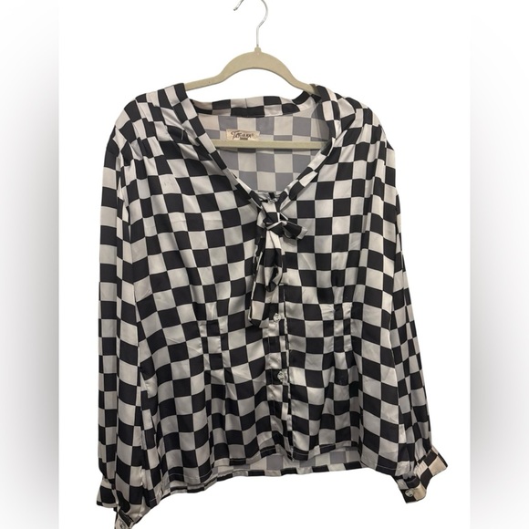 Tatyana Black and White Checkered Button Down Shirt - Picture 1 of 5